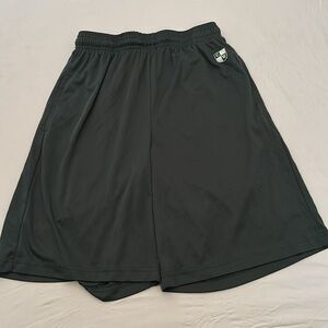 Badger green Camp Wekeela white logo basketball shorts